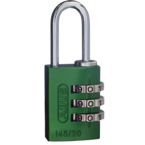ABUS 3-WHEEL 20MM COMBINATION ALUMINIUM PADLOCK 145/20 VARIOUS COLOURS 1 ABUS 3-WHEEL 20MM COMBINATION ALUMINIUM PADLOCK 145/20 VARIOUS COLOURS