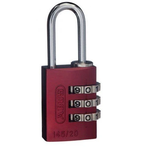 ABUS 3-WHEEL 20MM COMBINATION ALUMINIUM PADLOCK 145/20 VARIOUS COLOURS 5 ABUS 3-WHEEL 20MM COMBINATION ALUMINIUM PADLOCK 145/20 VARIOUS COLOURS