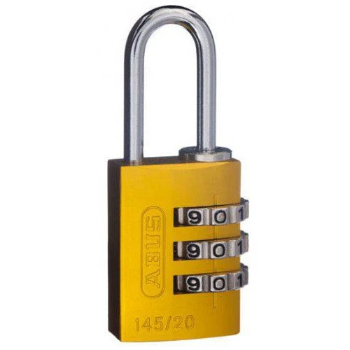 ABUS 3-WHEEL 20MM COMBINATION ALUMINIUM PADLOCK 145/20 VARIOUS COLOURS 7 ABUS 3-WHEEL 20MM COMBINATION ALUMINIUM PADLOCK 145/20 VARIOUS COLOURS