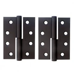 Hinges & Magnets TRIO MATT BLACK LIFT OFF HINGE (PAIR) 100MM X 75MM X 2.5MM
