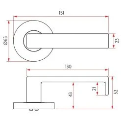 Door Handles & Levers SABRE S07 LEVERSET ON 65MM ROSE (STAINLESS STEEL)